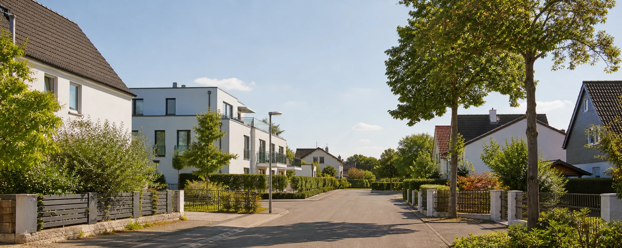 Freundliche Wohnlage mit Familienhäusern, Gärten und größeren Wohnungen