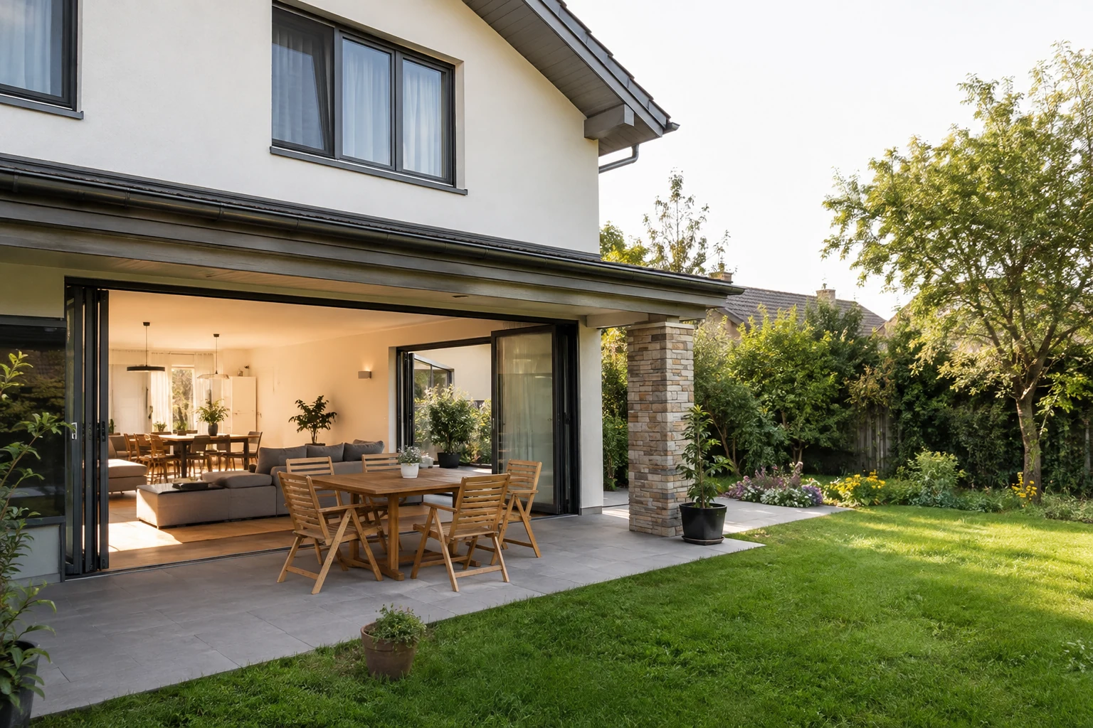 Familienhaus mit hellen Wohnräumen, Terrasse und Garten